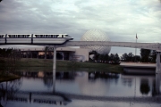 Monorail Going Past Spaceship Earth 1983