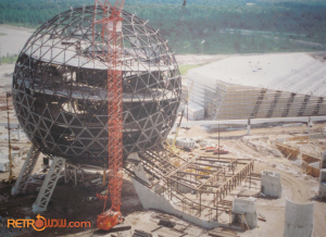 Spaceship Earth construction along with Earth Station