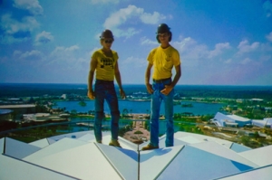 Contruction Workers Atop Spaceship Earth