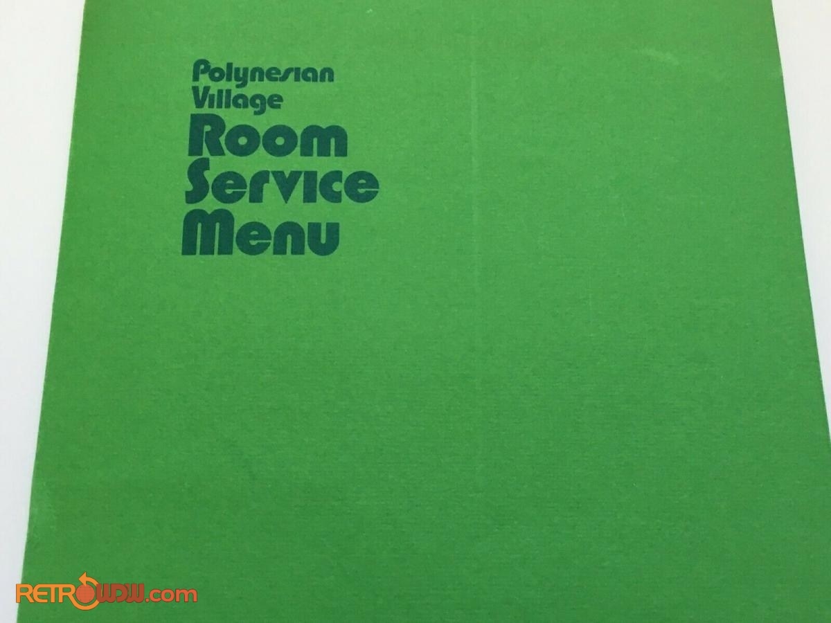 Polynesian Village Room Service Menu Cover