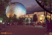 Communicore West and Spaceship Earth at Night