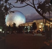 PanaVue-EPCOT-Night-Spaceship-Earth-and-Communicore