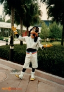 Image dated 1986.  Goofy at Epcot (World of Motion in background).