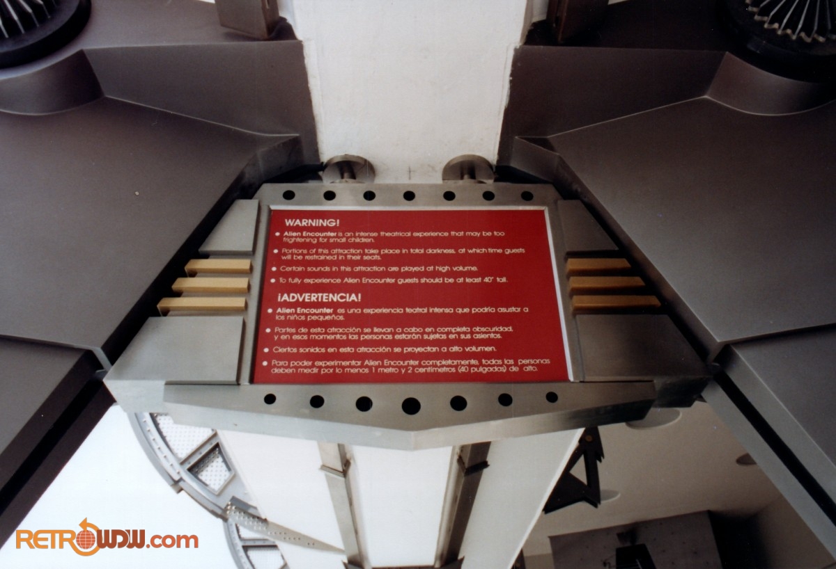 Guest Warning Sign for the New Alien Encounter Attraction in Tomorrowland - 1994