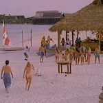 Thunder In Paradise - The Scuttlebutt Bar & Grill on the beach of the Grand Floridian with the Polynesian CLEARLY in the background